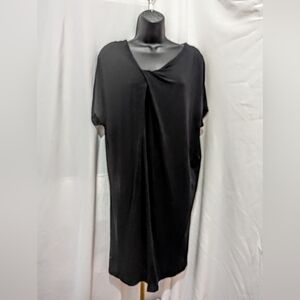 Chic Asymmetrical Black Dress Garnet Hill twist neck M